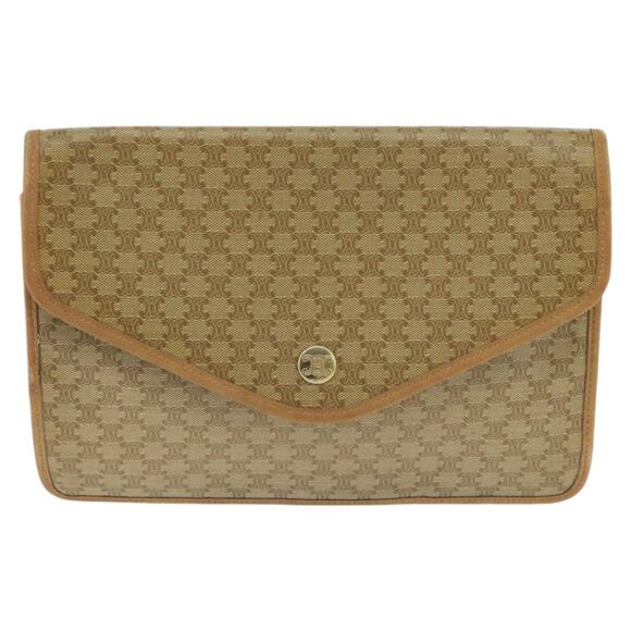 CELINE Macadam Canvas Clutch Bag Beige Gold - Picture 13 of 16